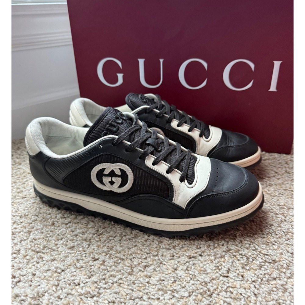 Gucci Mac80 Black white‎ Leather GG Logo Sneakers Shoes men Size 8 women 10 - Picture 14 of 14